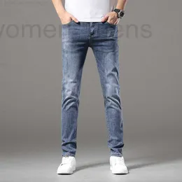 Herr jeans designer designer mens jeans sommar casual denim blå mid stigning vanlig byxor ungdom bomull något elastisk z3t7