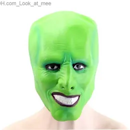 Party Masks Green Latex Mask Jim Carrey The Mask Movie Fancy Dress Loki for Halloween Costume Party Q231007