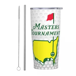 Кружки Masters Tournament Tumbler 20 унций из нержавеющей стали с двойными стенками и вакуумной изоляцией, чашки для спортивных кружек для гольфа с соломенной выдвижной крышкой 231007