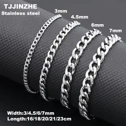 Charm Bracelets 37mm Simple Stainless Steel Men Curb Cuban Chain Fashion Women Bracelet On Hand For Couple Unisex Wrist Jewelry Gift Party 231006