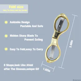 Glasses Shape Foldable Fishing Scissors Small Tools Outdoor Travel Collapsible Disguise Cigar Cutter Plastic Metal Knife Portable