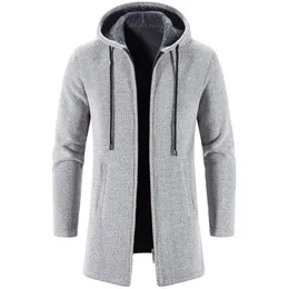 Herrenpullover Herrenpullover Mantel Herbst Winter Warmer Reißverschluss Mittellange Strickjacke Pullover Mann Lässige Strickwaren Sweatercoat Herrenkleidung 231007