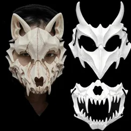 Theme Costume Skull Party Mask Demon Werewolf Tigers Skull Half Face Cover Mask Halloween Dance Prom Cosplay Come Mask PropL231008