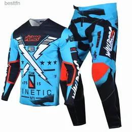 기타 의류 Willbros 및 Pants MX 콤보 모토 크로스 블루 기어 세트 자전거 자전거 정장 오프로드 MTB ATV UTV Racing Outfitl231007