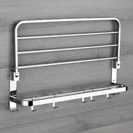 Towel Racks 304 Stainless Steel Bath Towel Shelf Folding Movable Polished Bathroom Towel Rack Holder Storage Shelf Hook Accessories 231007