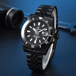 Wristwatches PARNSRPE-40mm Men's Watch Japan 8215 Automatic Mechanical Movement PVD Black Case Strap Sapphire Glass Aseptic Dial