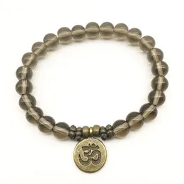 SN1333 Vintage Tasarım Yoga Bilezik Doğal Smokey Karar Bilezik Ohm Charm Meditatif Yogi Denge Bilezik Whole258R