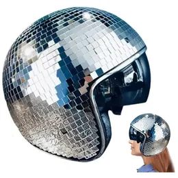 Argent - Casque de balle Disco classique, chapeau à paillettes, miroir,  pour Bar, Club, fête, verre complet r