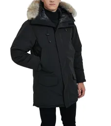 Winter outdoor leisure sports down jackets white duck windproof parker long leather collar cap warm real wolf fur stylish classic adventure coat designer jacket