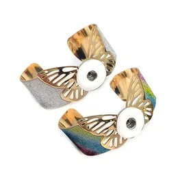 Nubuk 015 Übertriebene Schmetterlingsarmmanschette Armbinde Armband Großer Armreif 18 mm Druckknopfschmuck für Frauen293p