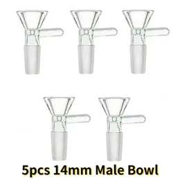 5pcs/set 14MM Male Thick Glass Bowl For Water Pipe Hookah Bong Replacement Head