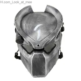 Maschere per feste Alien Vs Predator Maschera di lupo solitario con lampada Outdoor Wargame Maschera tattica Full Face Cs Maschera Halloween Party Cosplay Maschera horror Q231007