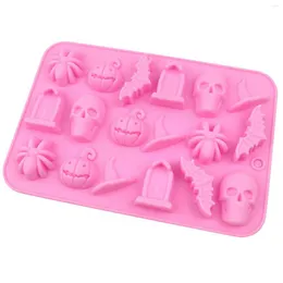 Moldes de cozimento 3D Halloween Molde de chocolate Fácil limpeza sem estêncil de odor adequado para velas sabonetes ornamentos