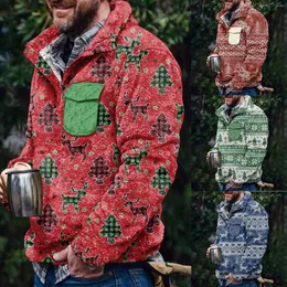 Felpe con cappuccio da uomo modello fiocco di neve natalizio giacca pullover con bottoni sul davanti camicia sportiva nuova tasca maglione con cappuccio felpe sfusa