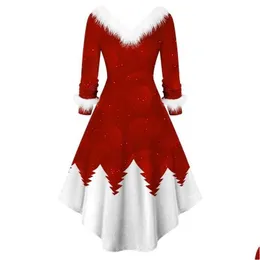 Grundläggande casual klänningar jul swing adt costume klänning xmas röda kläder kvinnor kväll party kläder vinter droppe leverans kläder dhfx5