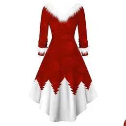 基本的なカジュアルドレスクリスマススイングadtコスチュームドレスクリスマスレッド服女性イブニングパーティー服冬ドロップ配達アパレルdhfx5