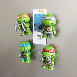 Fridge Magnets 4Pcs Cartoon turtle Resin Cute Fridge Magnetic Sticker Car Ornaments Decorations Toys Ornament Accessories Refrigerator Magnet 231007