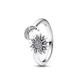 Pandoras Ring Designer Ring Pandorabracelet Charme Rings Cluster 2023 925 Anel de prata Celestial Sun Moon Conjunto S925 DIY Mulheres originais jóias finas de alta qualidade 531