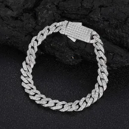 Nova chegada hip hop masculino pulseira s925 prata individualidade moissanite diamante cubana link chain