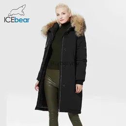 Women's Fur Faux Fur ICEbear 2023 Winter Women Jacket Elegant Ladies Warm Cotton Coat Women's Thickened Windproof Parka With Fur Collar GWD22599-2IL231007