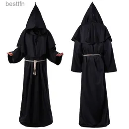 Theme Costume Halloween Medieval Christian Friar Priest Robes Witch Wizard Cloak Cape Party Death Ghost Vampire Devil Cosplay ComesL231007