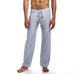 Mensbyxor andas löst sömnbottnar Ice Silk Homewear Classic Homme Pyjama Pants Casual Sport Fitness Jogging Sweatpants284s