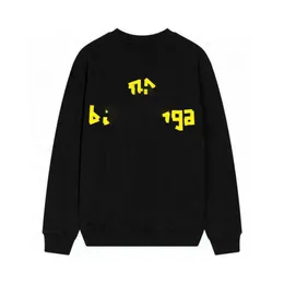 Designer Balencaigaity Autumn New Ba Jia Rätt version Letter Yellow Tape Print Top Men's and Women's Loose Pure Original Light Luxury Par tröja Balanciaga