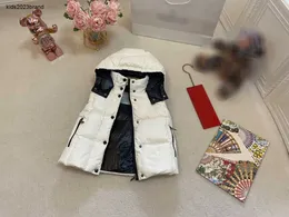 çocuklar beyaz ördek aşağı kapüşonlu yelek moda yelek bebek boyutu 100-170 cm fermuar cep dekorasyonu kolsuz ceket Oct05