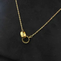 3 Colors Top Quality Stainless Steel Gold Necklace Screw Small Double Ring Pendant Classic Love Designer Necklaces Fashion Jewelry291T