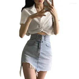 Skirts Frayed Hem Denim Skirt Women's Summer Sexy High Wasit Mini Etekler Girls Jean Short Hip Wrap Front Zipper Large Size