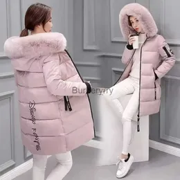 Women's Fur Faux Fur 2023 Winter New Jacket Women Down Parkas Fur Collar Thick Slim Coats Fashion Hooded Cotton Outerwear Long Woman CoatL231007