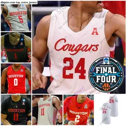 Баскетбольные майки 2021 Final Four Cougars Баскетбольная майка NCCA College Калеб Миллс Квентин Граймс Нейт Хинтон ДеДжон Джарро Уайт-младший Маркус Сассер Хаус