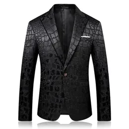 Men Crocodile Pattern Wedding Suit Black Blazer Jacket Slim Fit Stylish Costumes Stage Wear For Singer Mens Blazers Designs 9006 S286S