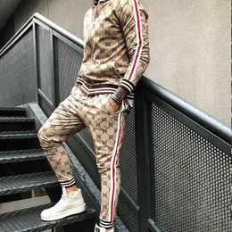 Sportkläder för män. Släpp Sweatshirt Trackpants Suit Tracksuit Stripe Patchwork Jogging Colorful Plaid Dragkedja Sportkläder Ho RMRW