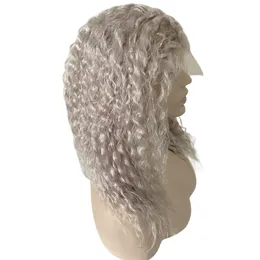 Capelli umani vergini indiani grigio argento 150% densità doppio disegnato 13x5 HD parrucca anteriore in pizzo svizzero per donna nera