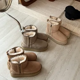 Designer śnieżny buty kobiet klasyczne mini boczne but but yggs platforma buty grube dolne kostki ciepłe botki futra australijskie puszyste fuzz krótki but kostki