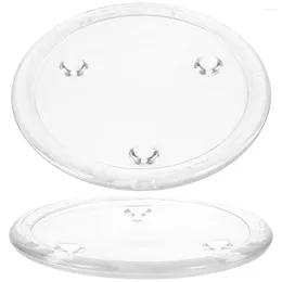 Candle Holders 2 Pcs Candlestick Holder Clear Glass Pillar Dish Circle Tray Stands Plates Small Disc