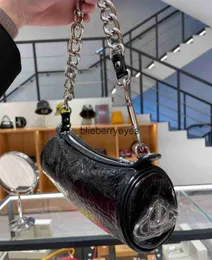 Cross Body Bags Saturn Cylinder Bag Thick Chain Black Silver Shoulder Handheld Underarm Stick Bagblieberryeyes