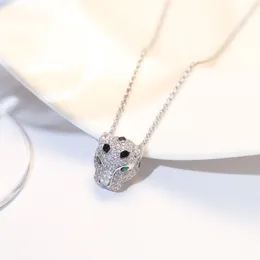 Dupe Jewelry 925 Sterling Silver Necklace for Women and Men Full Diamond Leopard Pendant Charm Necklace Rose and Silver Plated
