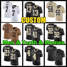 13 Michael Thomas 4 Derek Carr Football Jersey Alvin Kamara Saints Marshon Lattimore Chris Olave Demario Davis Tyrann Mathieu 94 Cameron Jameis Winston 39 Lou Hedley