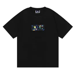 Ropa de moda para hombre Xiaozhongchao marca KITH estampado de letras de flores de algodón de manga corta Camiseta deportiva Unisex