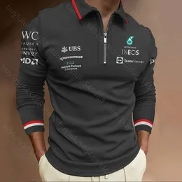 Efnj Polos masculinos com zíper de manga comprida Polo Roupas de alta qualidade para entusiastas de corridas Equipe F1 Fórmula 1 Nova primavera