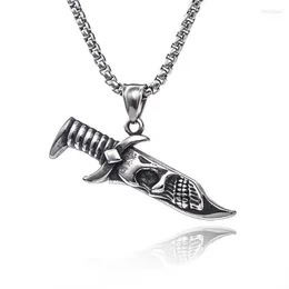 Anhänger Halsketten Punk Edelstahl Kette Dämon Dolch Halskette Für Männer Vintage Schädel Messer Charme Männlich Schmuck Geschenk Bijoux Heal306Y