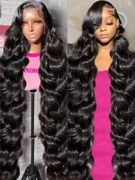 Синтетические парики 300% Высокая плотность 13x6 HD Прозрачный объемный волнистый парик из натуральных волос на фронтальной части 30 40 дюймов 13x4 Передняя часть предварительно выщипанная для женщин 231007