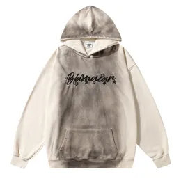 Män hiphop grunge hoodie brev broderi vintage överdimensionerad harajuku streetwear hoodies 2023 pullover hooded tröja y2k