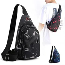 Evening Bags Men s Chest Geometric Print Oxford Cloth Casual Crossbody Bag Sports Travel Outdoor Shoulder 231006