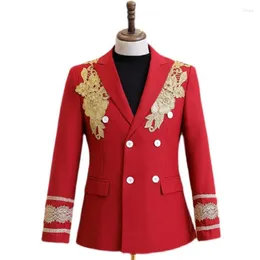 Ternos masculinos homens blazers jaquetas casamento vermelho estúdio po pogal coreia grupo desempenho traje palco einteiler ropa formal homb