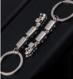 Keychains 2023 Fashion Mini Train Model Alloy Metal Keyring Creative Key Fob Car Pendant Bag Charm For Men And Women