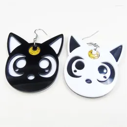 Dingle örhängen tecknad harajuku anime moon svart katt härlig cosplay drop akryl smycken för kvinnor mode172y