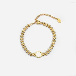 Charm armband koreanska vita snäckskal cirkel armband för kvinnor guldpläterad rostfritt stål vete kedja presentvatten motståndskraftig